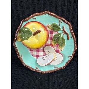 Style Eyes 3D Ceramic Apple Wall Plate Fruit Decor Baum Bros Country Kitchen